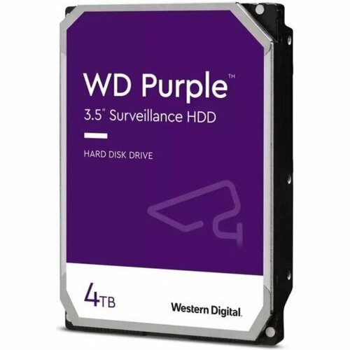 Жесткий диск 3.5 Western Digital WD Purple 4 ТБ, SATA III, 256 Mb, 5400 rpm (WD43PURZ) жесткий диск 3 5 western digital wd purple pro 22 тб sata iii 512 mb 7200 rpm wd221purp