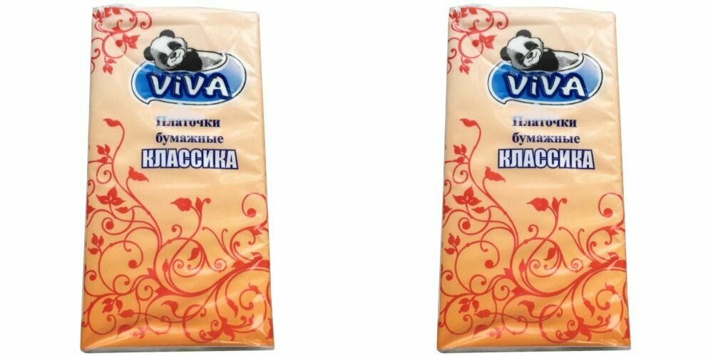 ViVA Платочки бумажные классические 2 слоя 10 шт 2 уп