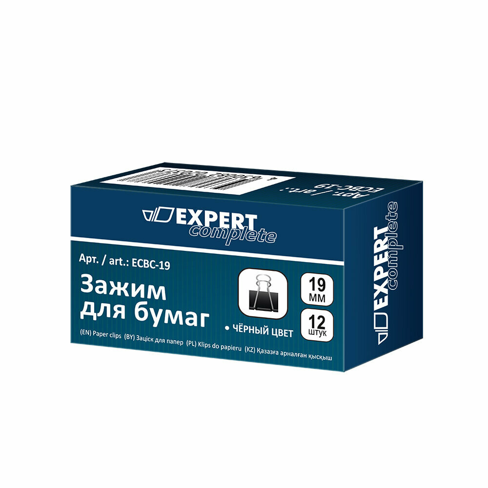 Expert Complete Зажим для бумаг ECBC-19 19 мм 12 шт. черный