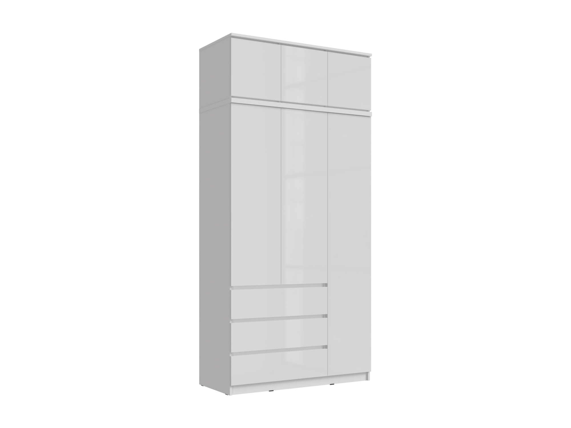 Челси Шкаф 1200 + антресоль 1200 (Белый глянец, Белый)