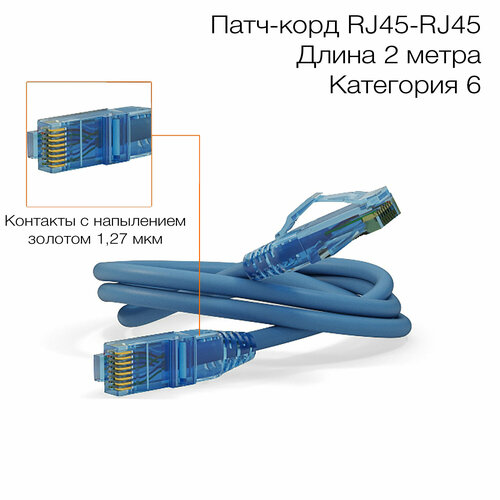 Патч-корд U/UTP, Cat.6 (100% Fluke), LSZH, 2 м