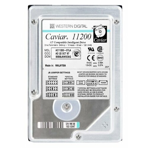 Жесткий диск Western Digital WD11200 13Gb 5200 IDE 35 HDD 228500₽