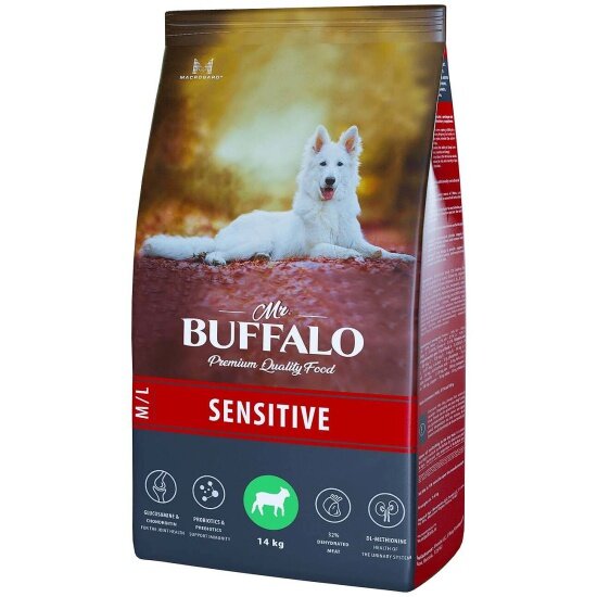 Корм сухой для собак Mr.buffalo SENSITIVE для собак средних и крупных пород, ягненок, 14кг