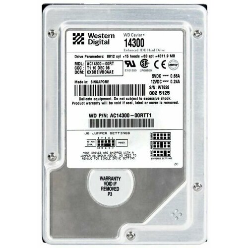 Жесткий диск Western Digital WD14300 4.3Gb 5400 IDE 3.5 HDD жесткий диск western digital wd408aa 45gb 5400 ide 3 5 hdd