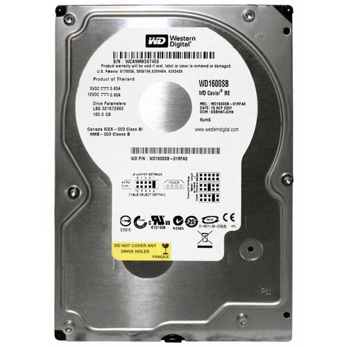 Жесткий диск Western Digital WD1600SB 160Gb 7200 IDE 3.5 HDD жесткий диск western digital wd1600avjb 160gb 7200 ide 3 5 hdd