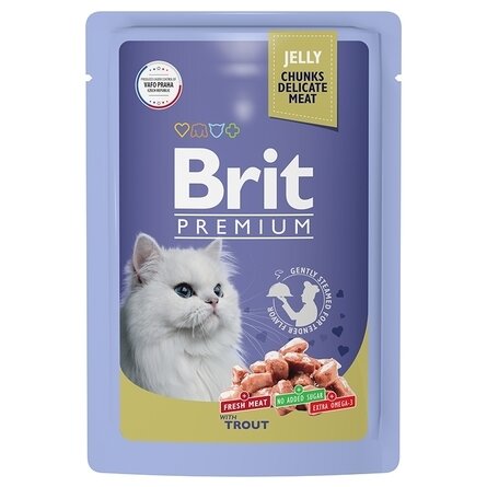 Brit Premium Пауч форель в желе для взрослых кошек 85 гр