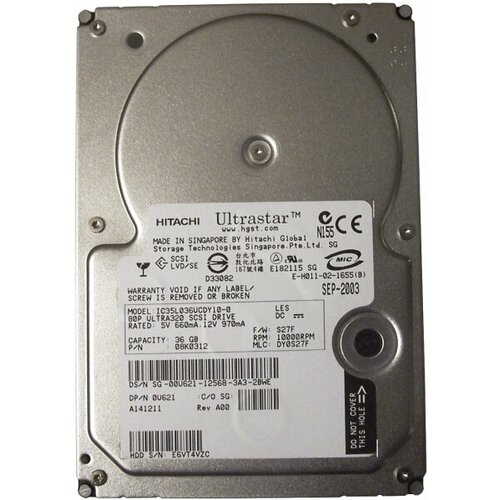 Жесткий диск Hitachi IC35L036UCDY10-0 367Gb U320SCSI 35 HDD 533000₽