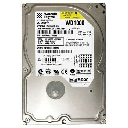 Жесткий диск Western Digital WD1000BB 100Gb 7200 IDE 35 HDD 459500₽