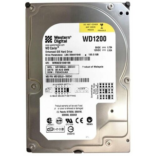 Жесткий диск Western Digital WD1200LB 120Gb 7200 IDE 35 HDD 522500₽