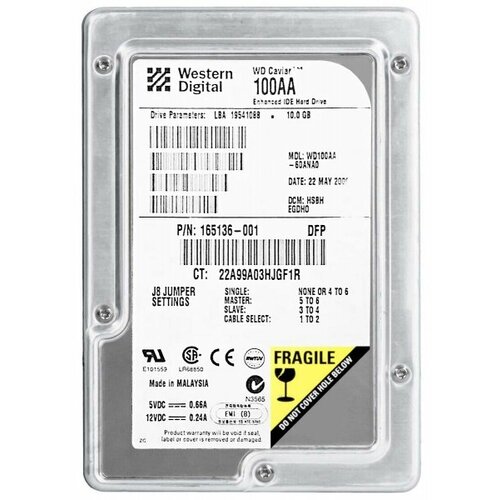 Жесткий диск Western Digital WD100AA 10Gb 5400 IDE 3.5 HDD жесткий диск western digital x7571 40gb 5400 ide 2 5 hdd