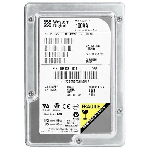 Жесткий диск Western Digital WD100AA 10Gb 5400 IDE 35 HDD 228500₽