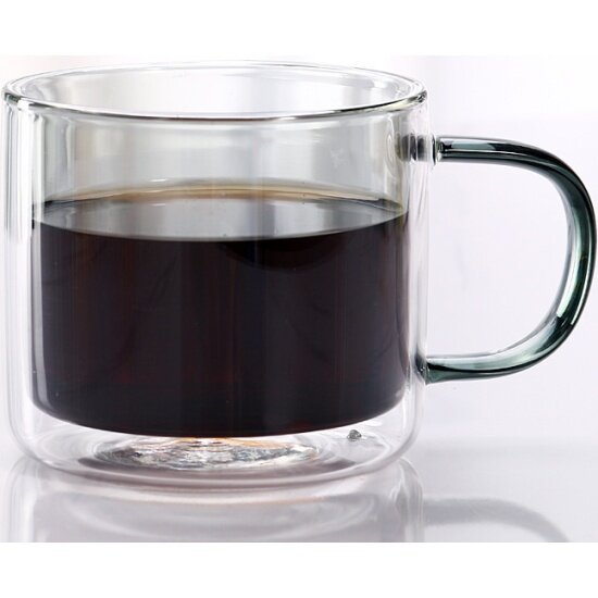 фото Кружка двухслойная из цветного стекла KIMBERLY термостойкая серая, 250 мл