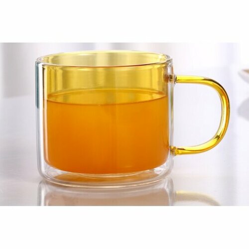 Кружка с двойными стенками из цветного стекла KIMBERLY 2888954 термостойкая оранжевая, 250 мл
