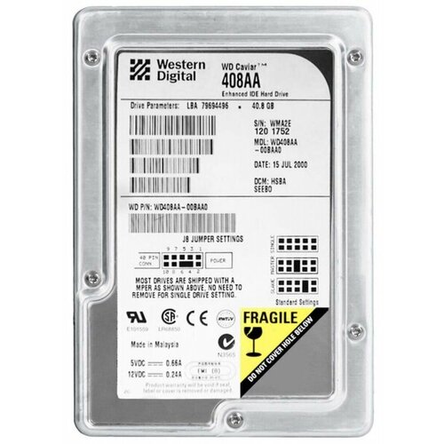 Жесткий диск Western Digital WD408AA 45Gb 5400 IDE 35 HDD 281000₽