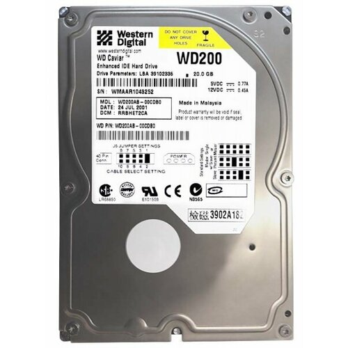 Жесткий диск Western Digital WD200AB 20Gb 5400 IDE 35 HDD 228500₽