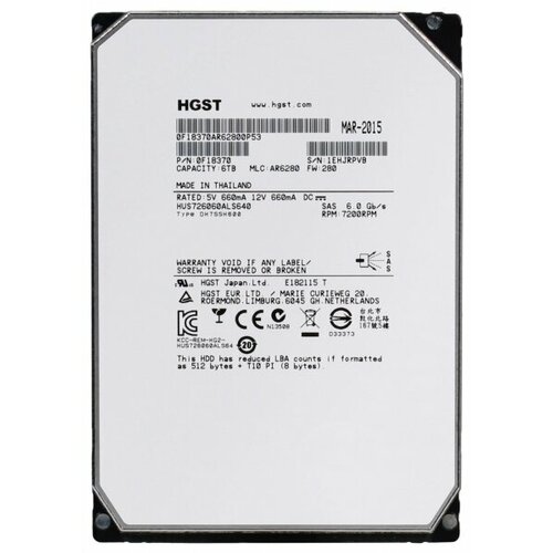 Жесткий диск Hitachi 0F18370 6Tb SAS 35 HDD 2528000₽