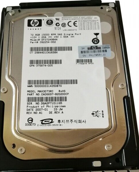 Жесткий диск HP DF072A9844 72Gb 15000 SAS 3,5" HDD