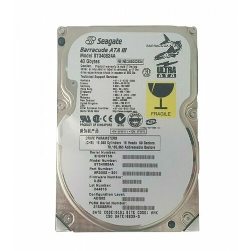 Жесткий диск Seagate ST340824A 40Gb 7200 IDE 3.5 HDD жесткий диск seagate st340824a 40gb 7200 ide 3 5 hdd