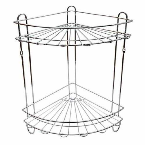 Полка сетчатая Sakura 2-ярусная угловая хром