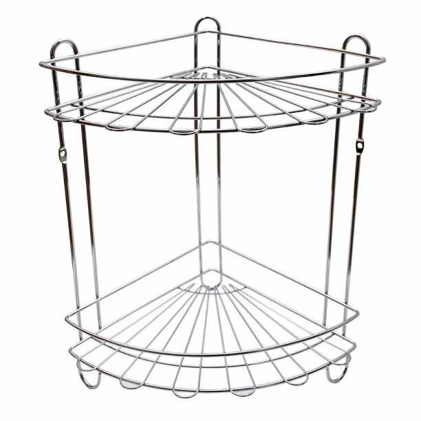 фото Полка сетчатая Sakura 2-ярусная угловая хром