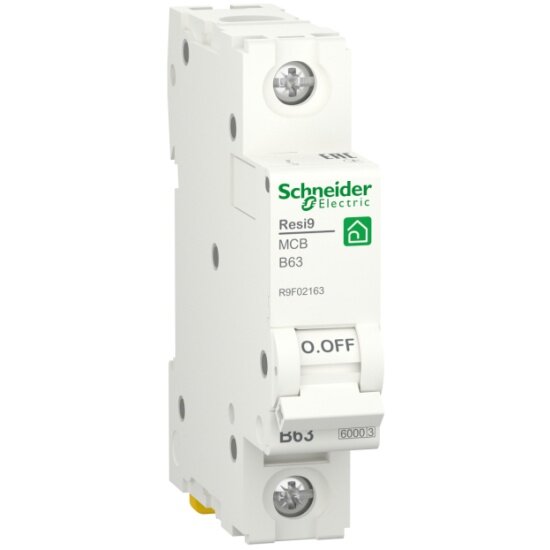 Автоматический выключатель SYSTEME ELECTRIC (SCHNEIDER ELECTRIC) SCHNEIDER ELECTRIC RESI9 (АВ) B 63А 1P 6000А R9F02163