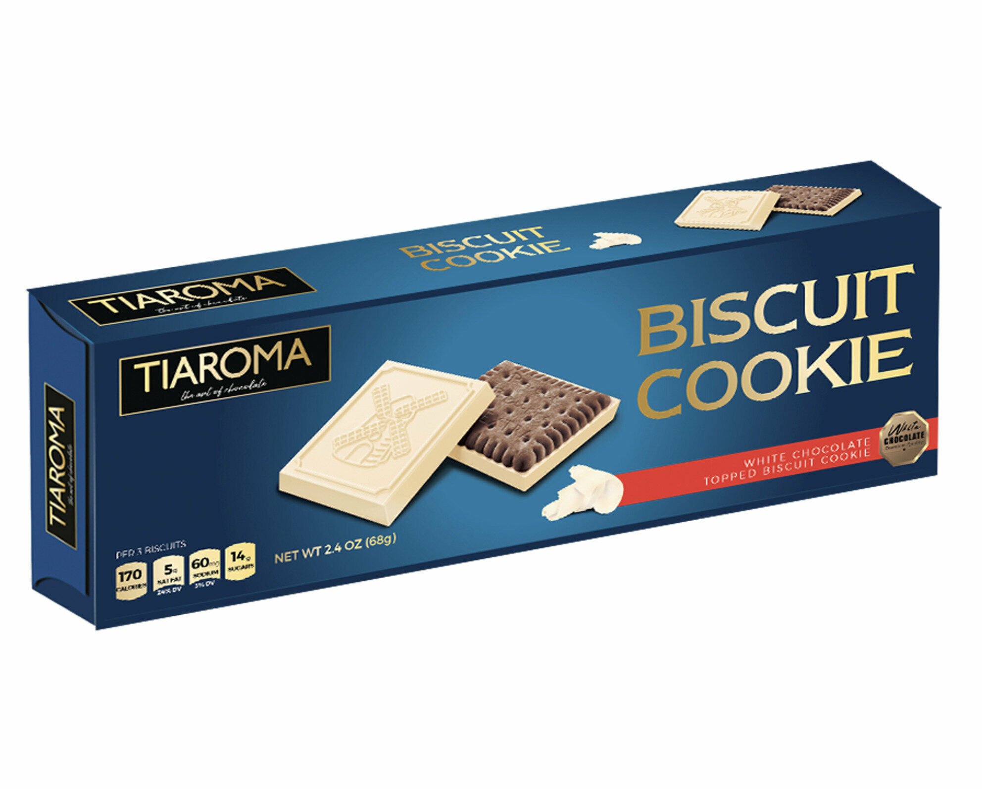 Шоколадное печенье TIAROMA с белым шоколадом нетто 68г - фотография № 1