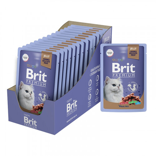 Корм для взрослых кошек Brit Premium Ассорти из птицы в желе 14шт.*85г