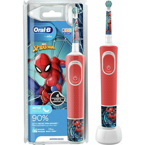 Электрическая зубная щетка Oral-B Oral-B Vitality Kids D1004132K Spiderman человек-паук красный 333300₽