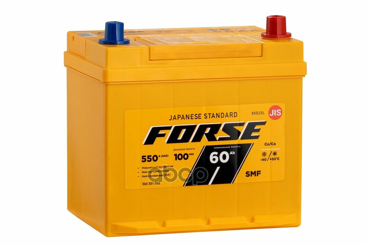 Аккумулятор forse 60ач en600 asia 230x179x225 обр/п d23