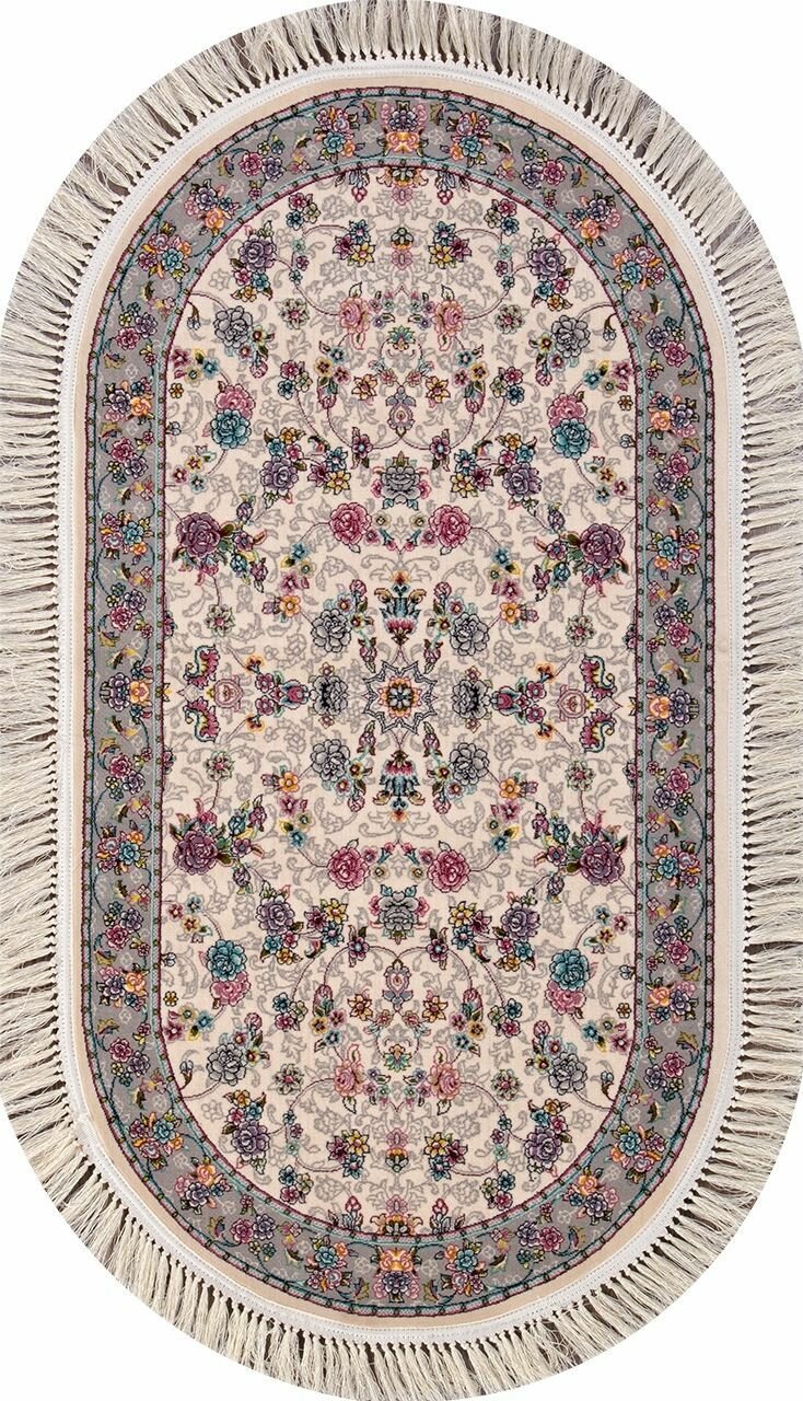 фото Ковер TEHRAN-A 7513 CREAM Овал C бахромой 0.8 x 1.5 м.