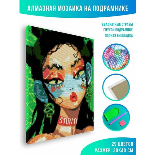 Алмазная мозаика на подрамнике - вышивка Toxic doll 30 х 40 см