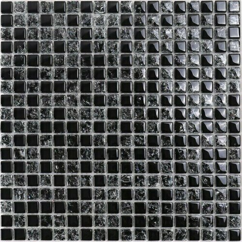 Мозаика плитка Tessare 30,5х30,5х0,6см стекло черно-прозрачный шт(R02)