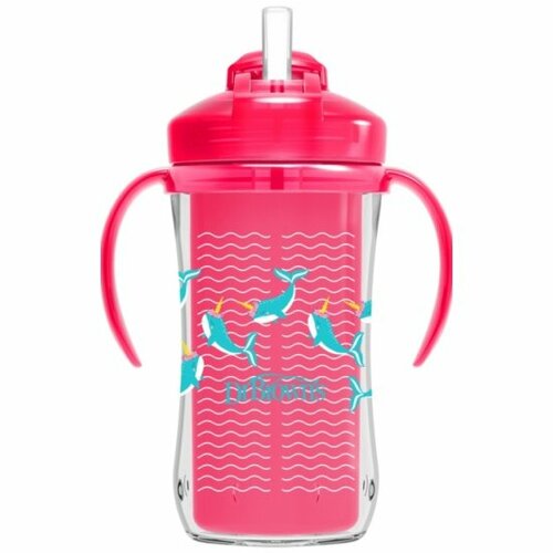 Поильник с трубочкой и ручками Dr Browns с двойными стенками 300 мл Розовый 12 мес 1350₽