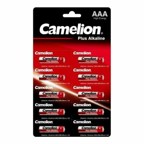 Camelion Батарейка Plus Alkaline BL1x10 LR03 отрывные LR03-BP1x10P, батарейка,1.5В 10 шт. в уп-ке