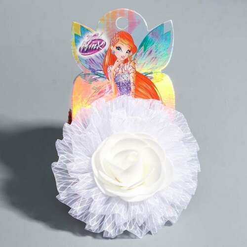 WINX Бант для волос, белая розочка, 7,5 см "Блум", WINX