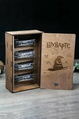 4 Стопки в подарок в деревянной коробке, набор стопок с гравировкой Хогвартс