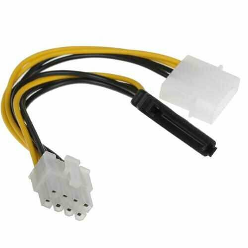 Переходник для блока питания FinePower Molex(M)+SATA(M) - PCI-E 8pin(F) кабель переходник питания molex 4 pin m sata 15 pin f behpex