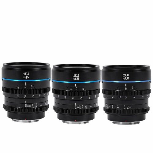 Комплект объективов Sirui Nightwalker 24/35/55mm T1.2 S35 X-mount Чёрный MS-3SXB