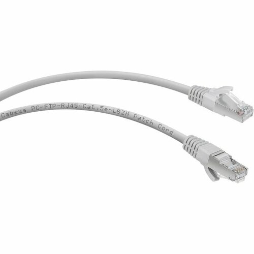 Патч-корд Cabeus F/UTP PC-FTP-RJ45-Cat.5e-5m-LSZH категория 5е, 2xRJ45/8p8c, экранированный, серый, LSZH, 5м hyperline hyperline pc lpm utp rj45 rj45 c5e 3m lszh gy патч корд u utp cat 5e 100% fluke component tested lszh 3 м серый