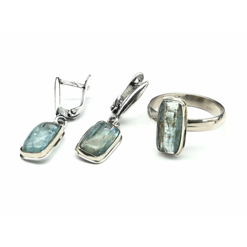 Комплект бижутерии: серьги, кольцо, чароит, размер кольца 18, фиолетовый