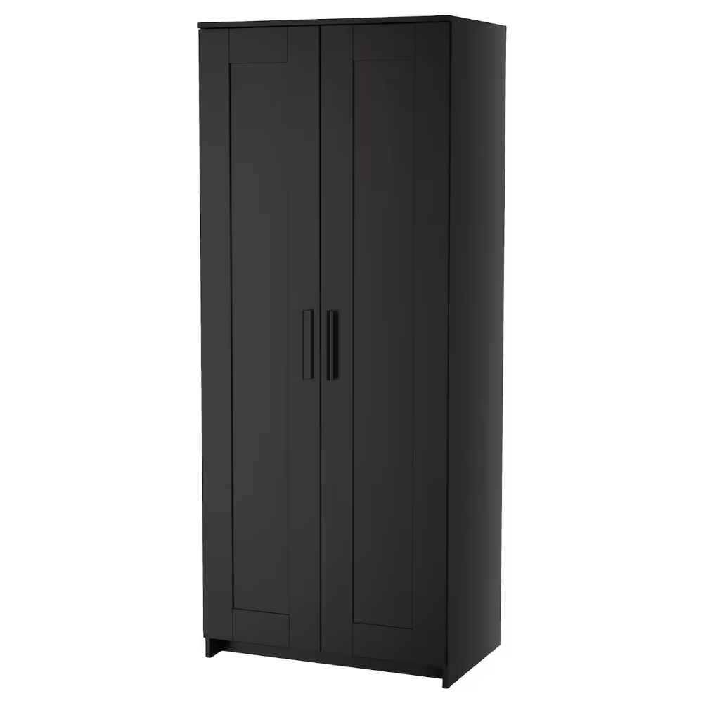Шкаф платяной 2-дверный, черный, 78x190 см икеа Бримнэс IKEA Brimnes