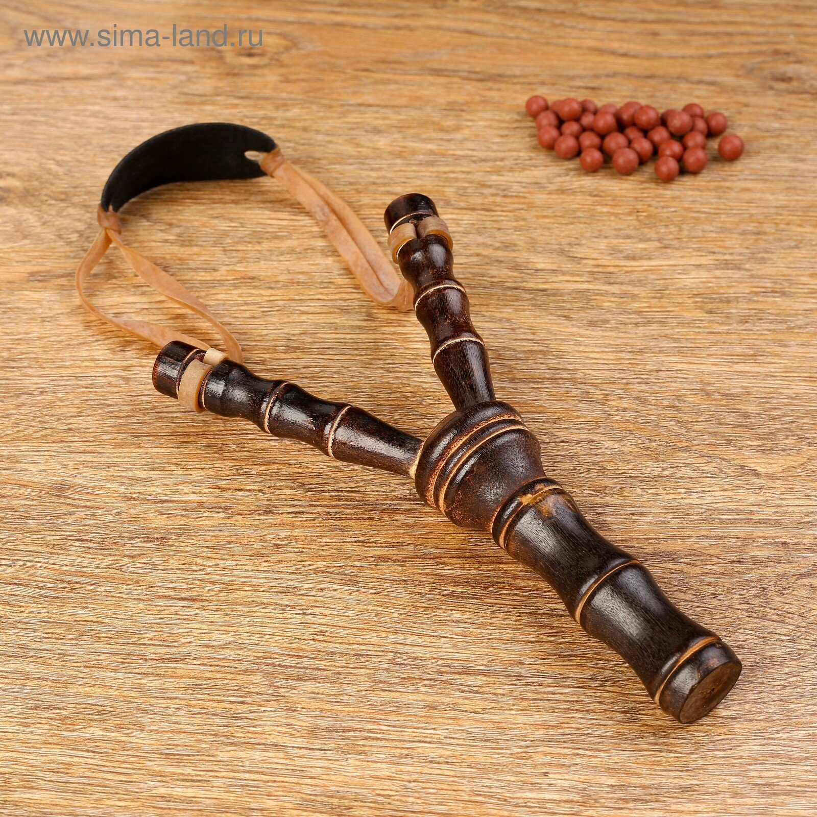 Рогатка "Бамбук", двойной резиновый жгут, деревянная, 19х11 см, (1шт.)