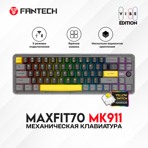 Беспроводная механическая клавиатура Fantech MAXFIT70 MK911 VIBE VIBRANT UTILITY Yellow switch 1279000₽