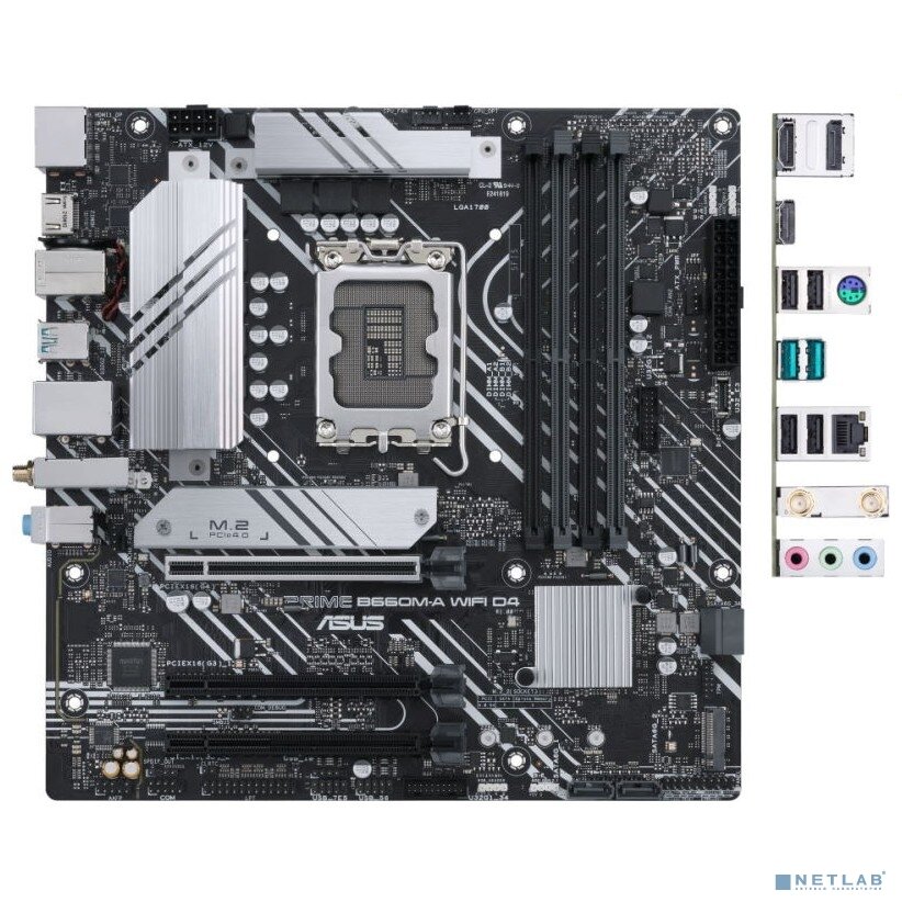 Материнская плата ASUS PRIME B660M-A WIFI D4 LGA1700 B660 4*DDR4 DP+ 2* HDMI SATA3 + RAID Audio Gb LAN USB 3.2*6 USB 2.0*6 COM*1 header LPT*1 header (w/o cable) mATX