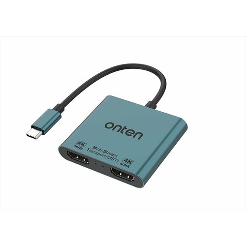 Адаптер переходник конвертер с Type-C USB на 2xHDMI 4K 60 Гц OTN-9175B темно-зеленый адаптер переходник конвертер с type c usb c на hdmi 4k otn 9532t черный