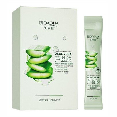 ЛОТ 5 шт Ночная маска для лица с экстрактом алоэ BIOAQUA ALOE VERA 4 мл*20 шт