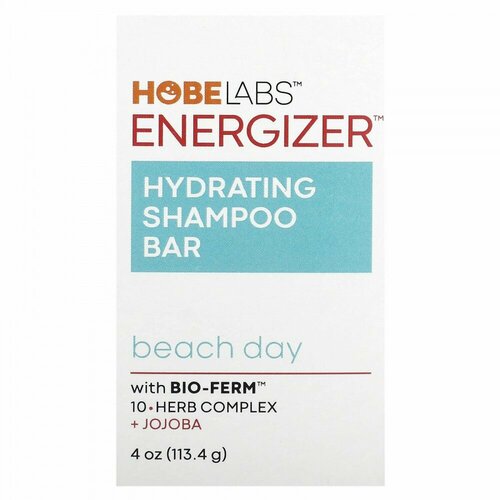 Hobe Labs, Energizer, Hydrating Shampoo Bar, Beach Day, 4 oz (113.4 g)