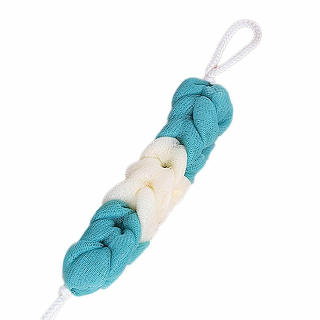 фото Мочалка нейлоновая для тела длинная "Косичка", цвет бирюзовый