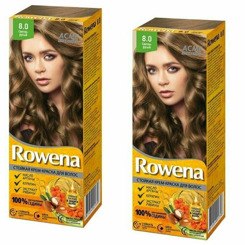 ACME Стойкая Крем - Краска ROWENA для волос аммиачная 2 шт, тон 8.0 Светло- русый