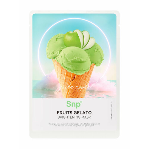 SNP Fruits Gelato Маска тканевая улучшающая цвет лица, зеленое яблоко, 25 мл snp fruits gelato маска тканевая улучшающая цвет лица грейпфрут 25 мл